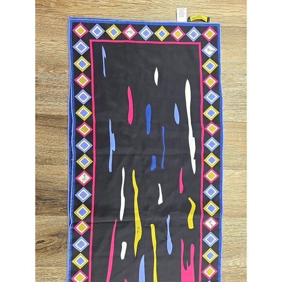 Emilio Pucci Long Neck Scarf Multicolor 100% Silk Rolled Hem Designer 65"x12.5" - Picture 6 of 8